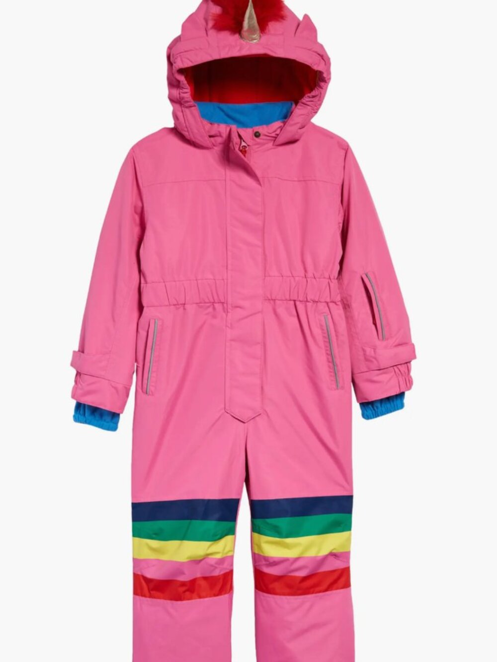 Mini Boden Kids' Unicorn All-in-One Ski Suit Pink Multi Color Hooded, Sz 6/7 Yrs